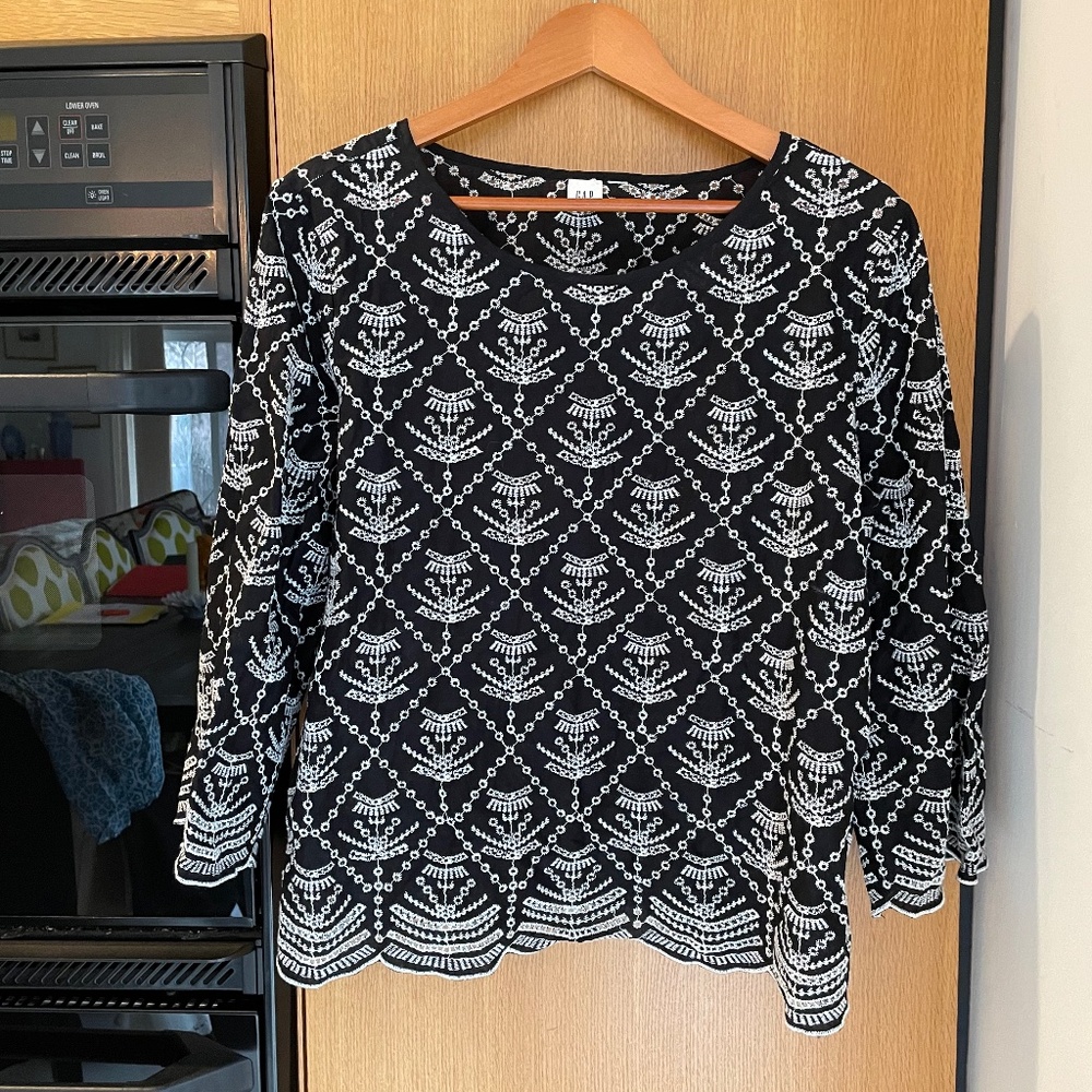 Black and White Embroidered blouse